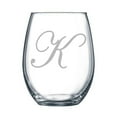 thumbnail image 1 of 4-pc Precious Script Personalized 15 oz Stemless Wine Glass, Letter K, 1 of 3