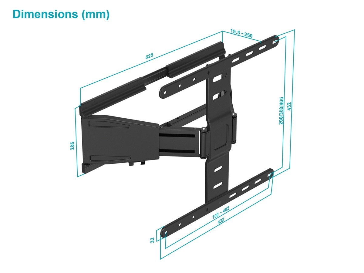 Monoprice Ultra-Slim Full-Motion Articulating TV Wall Mount Bracket For TVs 23in to 42in | Max Weight 66lbs, VESA Pattern