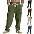 thumbnail image 1 of Styesk Men's Pants Men's Solid Color Casual Elastic Waistband Drawstring Pocket Workwear Pants, 1 of 8
