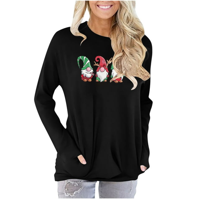 Blusa informal con estampado de moda sexy para mujer, manga larga, cuello redondo, fruncido Fridja bvmnju3043