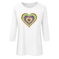 thumbnail image 4 of Qertyioot Cadeau de la Saint-Valentin! Mode Féminine Manches Trois-Quarts Col Rond Rétro Imprimé de Noël Haut Ample Blouse Manches Trois-Quarts, 4 of 4