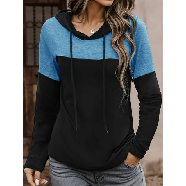 RWJDXD Sweat à Capuche Patchwork Imprimé pour Femmes, Manches Longues, Tricoté, Décontracté, Basique Chic