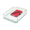 Lorell Single Stack Letter Tray 10"x13-1/4"x2-1/2" CL/GN Acrylic 80654