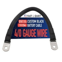 4/0 AWG Battery Cable with Terminals, Pure Copper Wire and Tin-Plated Copper Lugs, Auto, Solar Power Inverter, Welding, Golf Cart, Motorcycle (Black Wire, 1 FT (12 in), 5/16" Lugs on Both Ends, 1pc)