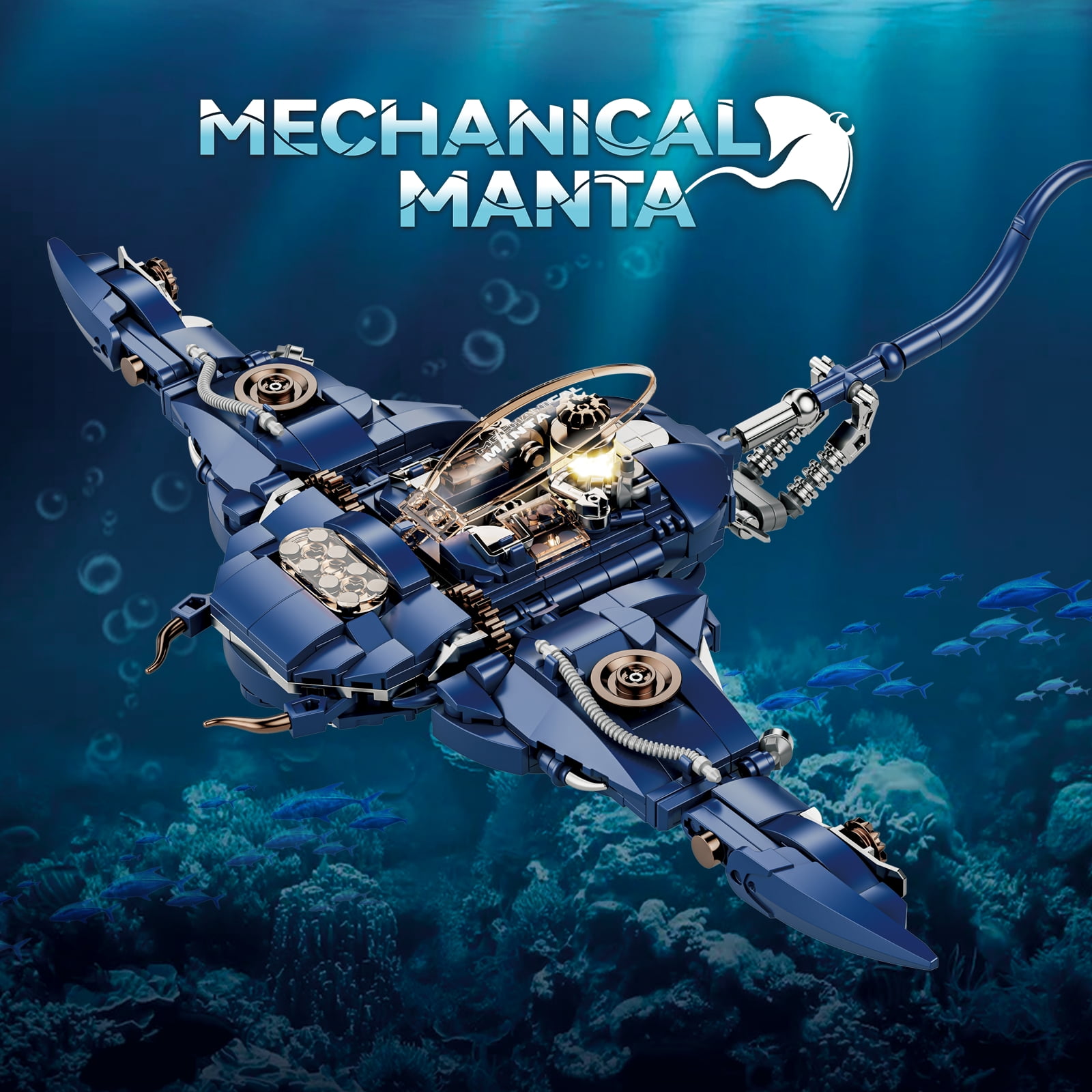Mechanical Manta Building Block Set, DIY Assembly Model for Adults & Teens 14+, Ideas Gift for Birthday & Christmas & Halloween