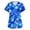 Blue, variant on Garbnen S-5XL Halloween Women's Scrub Tops Pumpkin Ghost Witch Nurse Uniforms Stretch Plus Size Fall Women's Workwear with Pockets 5XL