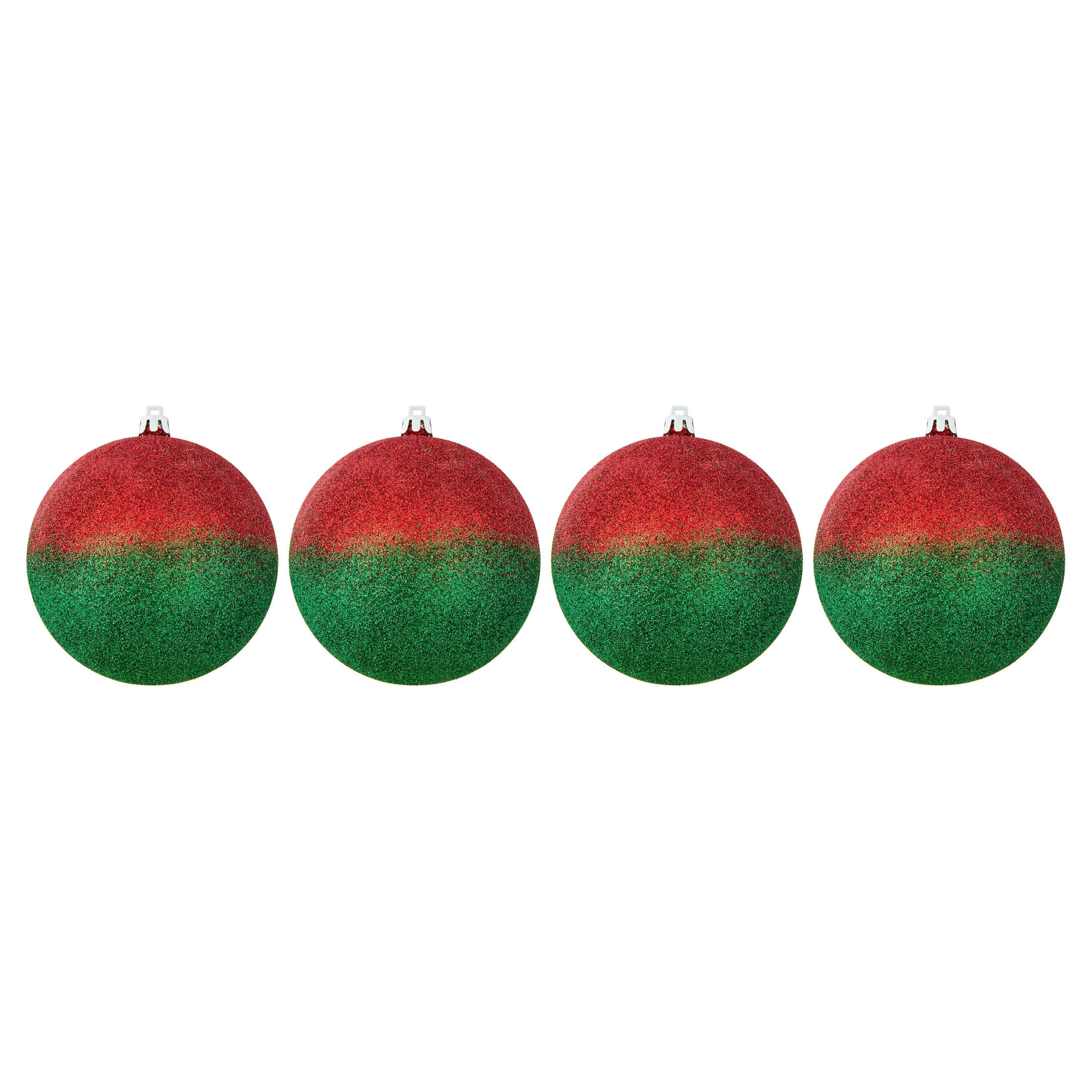 4-Count Red and Green Glitter Christmas Ornaments, 5", by Holiday Time