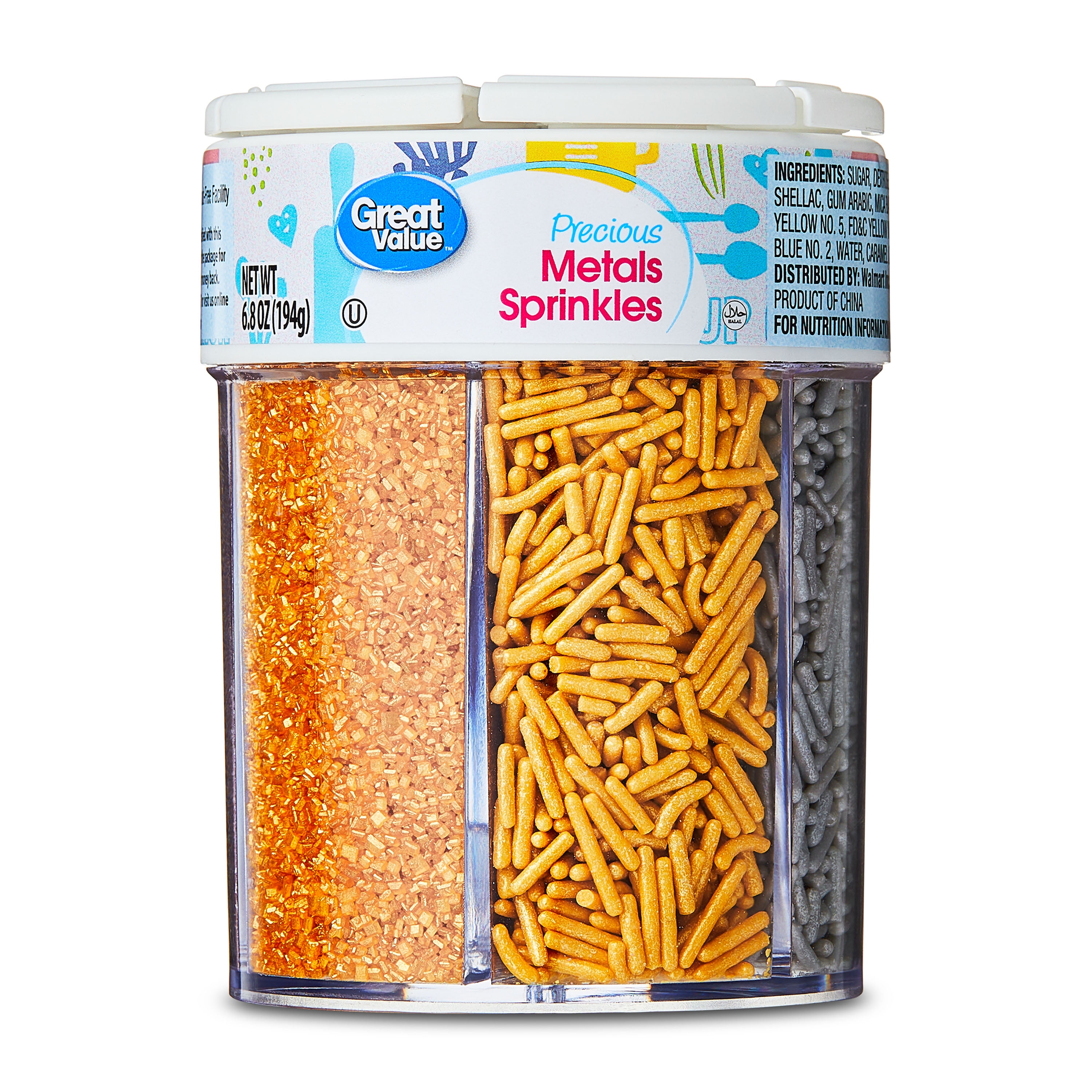 (3 pack) Great Value 6-Cell Precious Metals Sprinkles, 6.8 oz