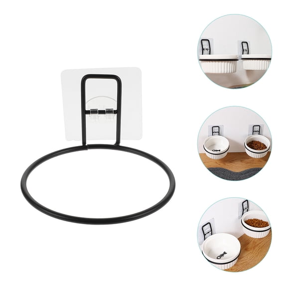 WRITWAA Creative Wall Mounted Pet Feeder Rack Black Plastic for Cat and Dog Food Bowls Suitable for Home Use