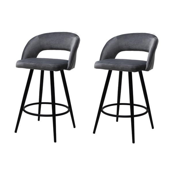 Set de 2 Bancos Cadiz Periquera Barra de Cocina Mueble Mundo In Madera y Metal Gris BANC0903740GRIS