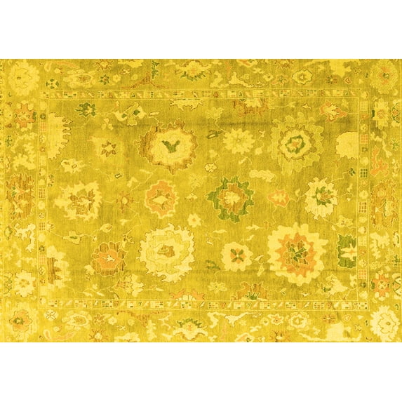 Ahgly Company Indoor Rectangle Oriental Yellow Traditional Area Rugs, 5' x 7'