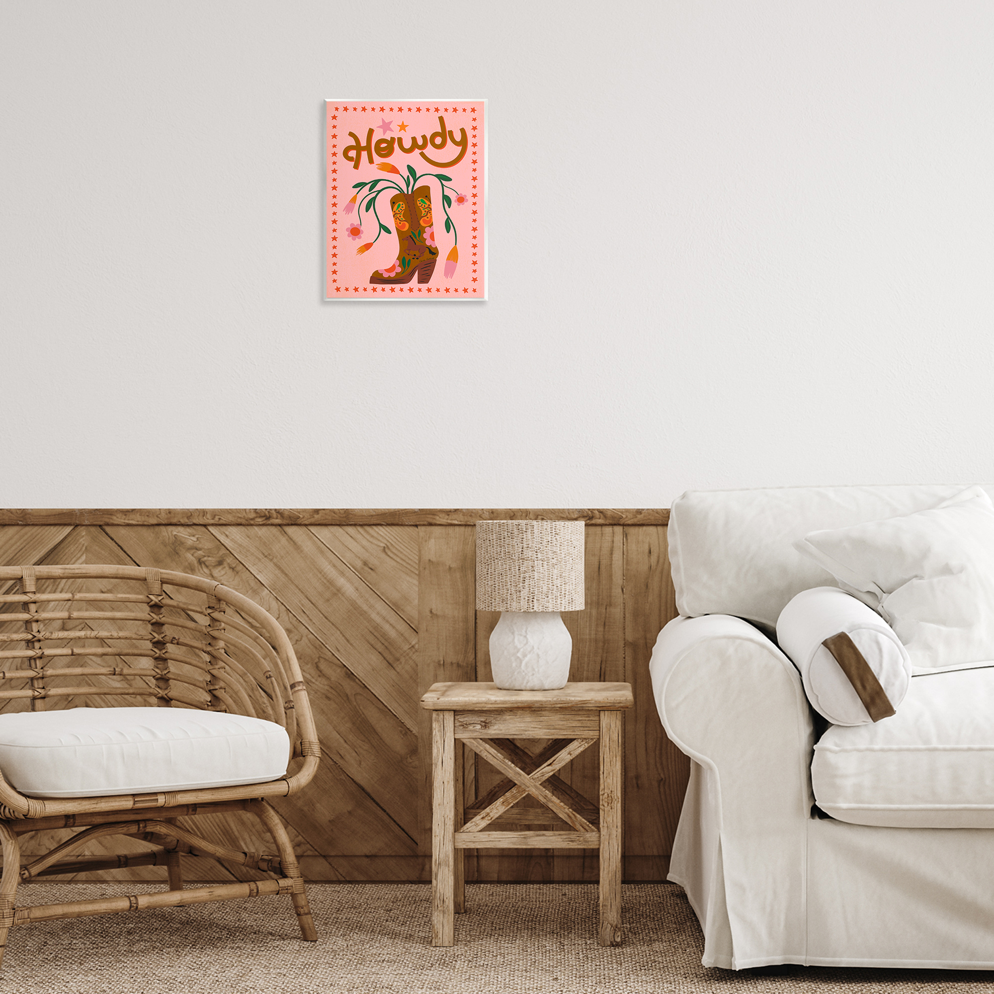 Stupell Industries Howdy Floral Cowgirl Boots Entertainment Painting Unframed Art Print Wall Art, 11 x 14