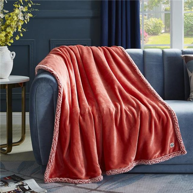 Cozy Tyme T173-20FCC-UE Couverture en Flanelle Réversible Sherpa 50 x 60 Po, Fuchsia