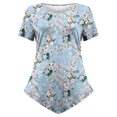 thumbnail image 5 of USSUMA Womens Blouses and Tops Dressy Women Classic Summer Floral Print Short Sleeve Plus Tunics Irregular Hem Tunic Tops Flowy Blouses Shirt Ladies Tops Trendy, 5 of 7