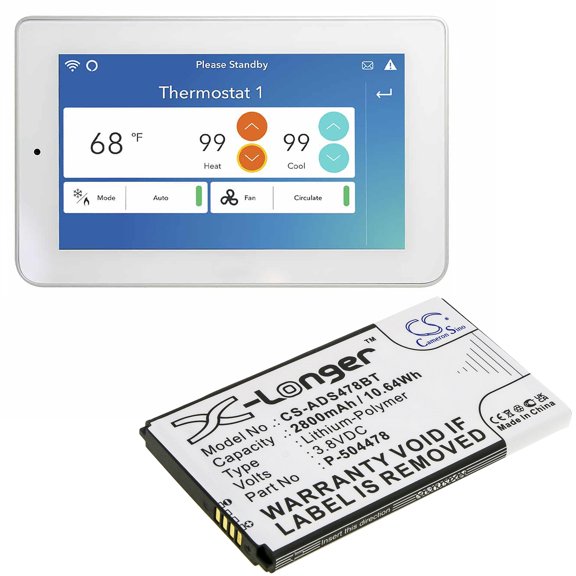 Alarm System Replacement Battery for ADT Command Secondary Color Touchscreen Keypad Part No P-504478