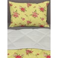 thumbnail image 3 of Rose Comforter & Sham Bedding Set, Old Fashioned Pattern Feminine Romantic Bouquets Corsage on Dotted Backdrop, 3 pcs Duvet Set Microfiber Filling Quilt, 5 Sizes, Yellow Coral Green, by Ambesonne, 3 of 4