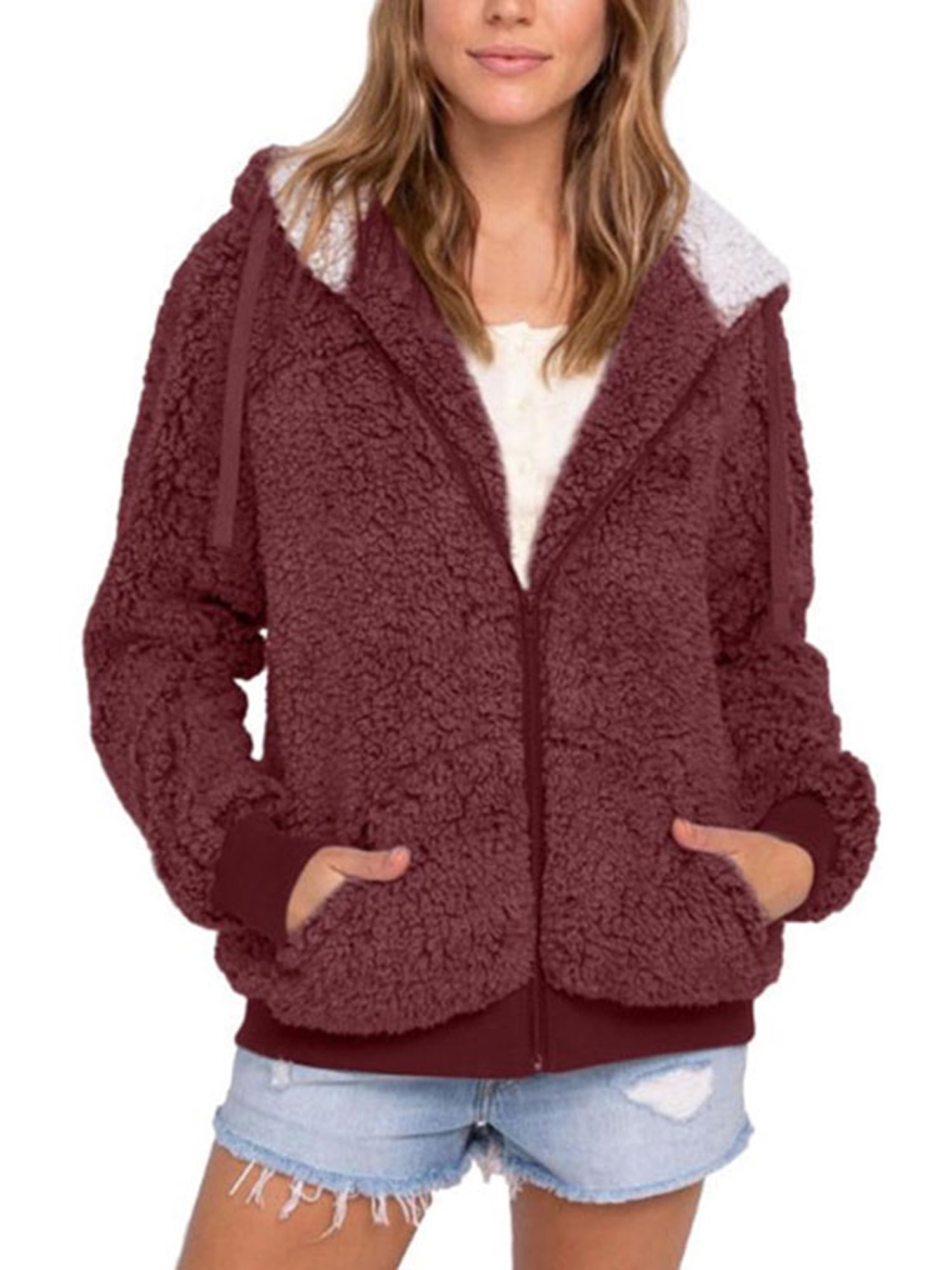 teddy faux fur hoodie