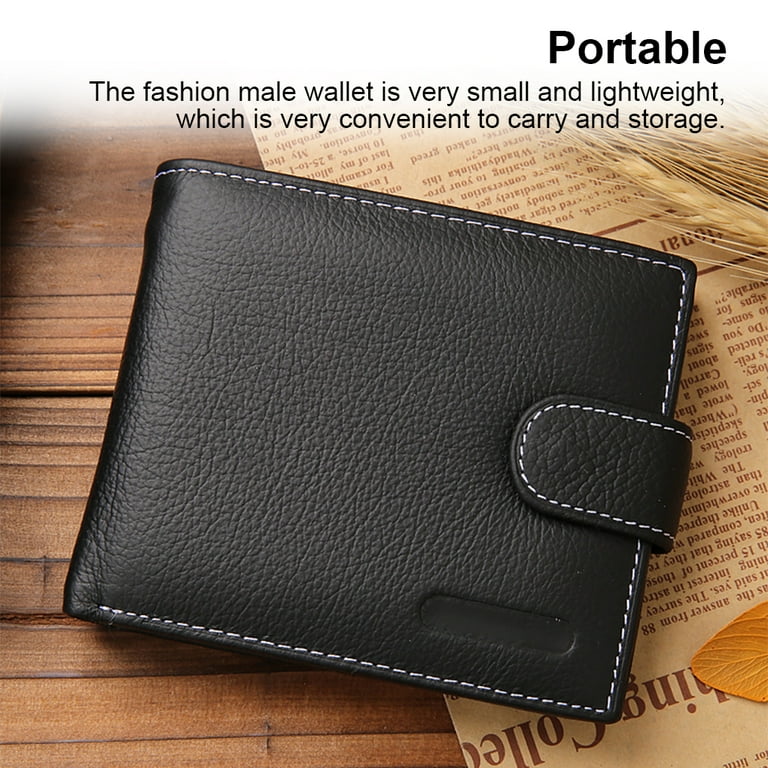 Linyer JINBAOLAI Men Wallet Soft Leather Credit Card Holder Door Keys Storage Travel School Purse Change Organization Fashion Black