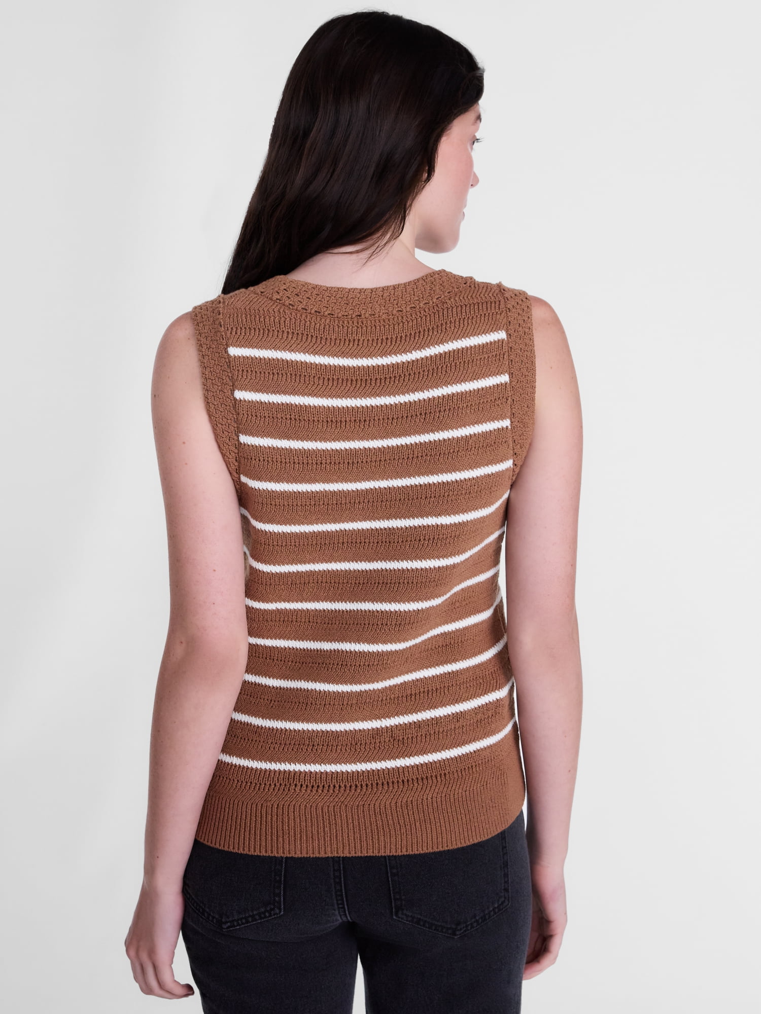 Scenario Women's Sweater Vest with Crochet Trim, Lightweight, Sizes XS-XXXL