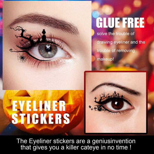 2/4 pares de tatuajes temporales para ojos herramientas de maquillaje para fiestas de terror Halloween para mujeres