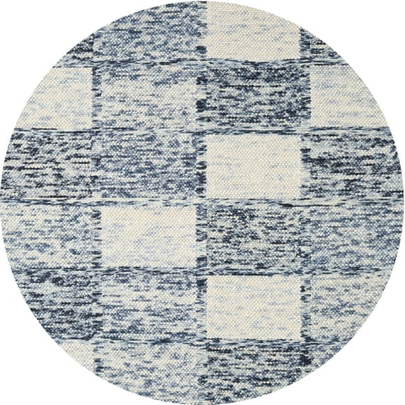 Ahgly Company Machine Washable Indoor Round Contemporary Dark White Beige Area Rugs, 5' Round