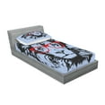 thumbnail image 2 of Ambesonne Animal Fitted Sheet & Pillow Sham Set, Lion and Hipster Glasses, Twinxl, Blue Black Red, 2 of 2