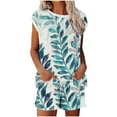 thumbnail image 2 of Gaecuw Lounge Sets for Women 2 Piece Outfits Short Outfits Summer with Pocket Drawstring Floral Hawaiian Print Loungewear Sleeveless Round Neck Tops Pajamas Pants Tracksuits Green XL, 2 of 5