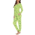 thumbnail image 2 of FOR U DESIGNS Green Cucumber Womens Lounge Sets 2 Piece Outfits Long Sleeve Crew Neck Tops and Pants with Pockets Size M Sleepwear Soft Set Pajamas for Women, 2 of 6