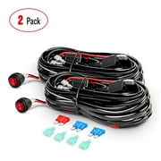 Nilight 2PCS 16AWG LED Light Bar Wiring Harness Kit - 2 Leads 12V On Off Switch Power Relay Blade Fuse for Off Road Lights LED Work Light, 2 Years Warranty