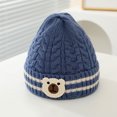 thumbnail image 2 of Winter Warm Knitted Baby Hat for Girls Cotton Lined Infant Toddler Girls Hat Autumn Cute Bow Classic Girls Beanie 2-9 Y Blue 2-9 Years, 2 of 3
