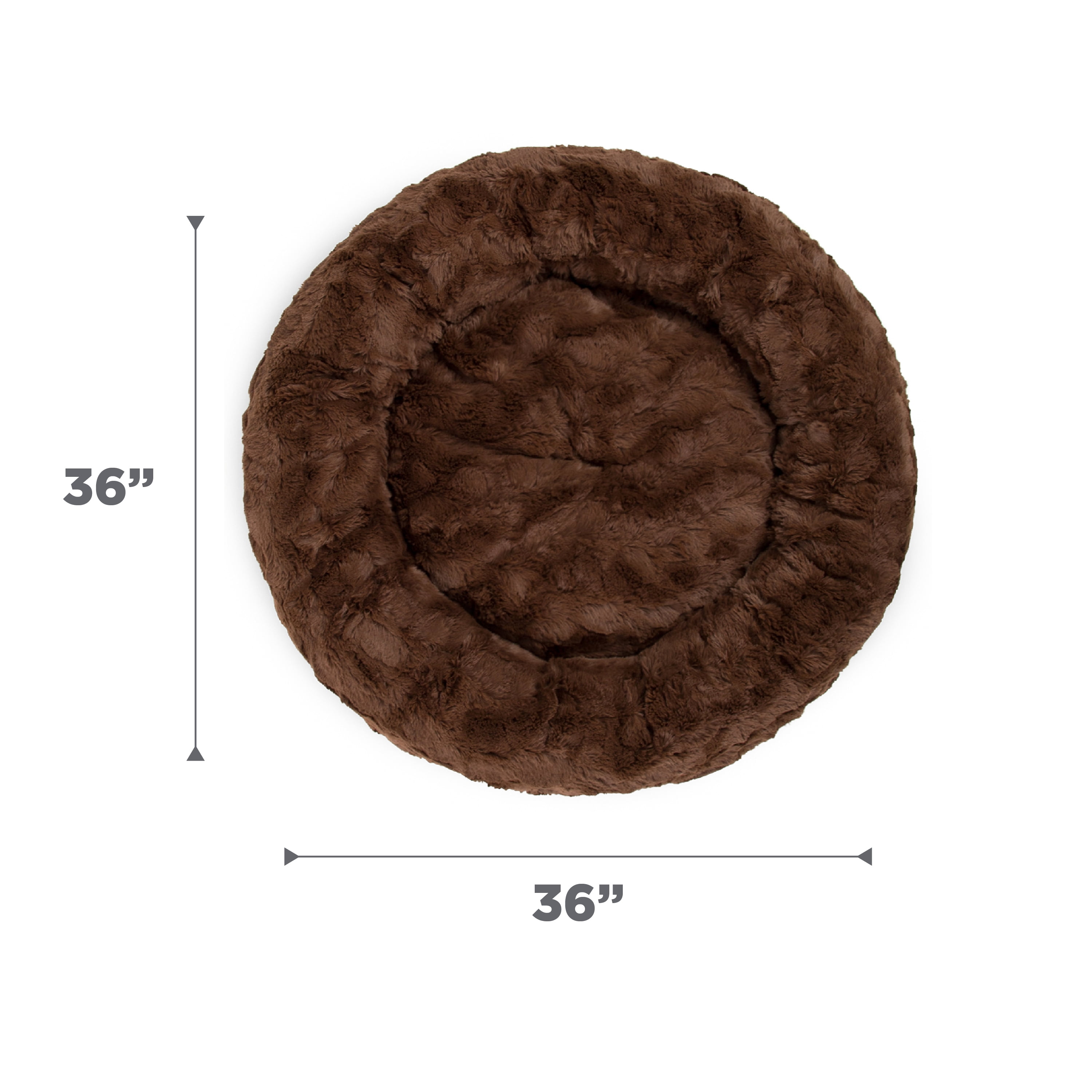 Best Friends by Sheri The Original Calming Donut Dog Bed – Washable Plush Pet Bed for Large Breeds up to 100 lbs, Lux Faux Fur, Dark Brown, Large (36" x 36")