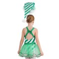 thumbnail image 2 of iiniim Girls Christmas Dance Striped Sleeveless Ballet Tutu Dress with Hat Set Green 16, 2 of 7