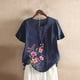 thumbnail image 2 of Camisetas de Manga Corta para las Mujeres Botón de Impresión Casual Cuello Redondo Camiseta Superior, Blusas para las Mujeres Casual, 2 of 4