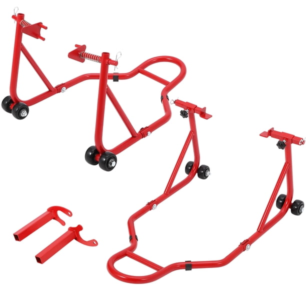 QinaQin Soporte delantero para motocicleta, capacidad de 850 lb, elevador ajustable tipo U y L con ruedas dobles y base antideslizante para mantenimiento o resguardo