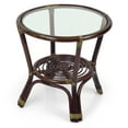 thumbnail image 7 of Leo Round Coffee Table w/ Glass Top Natural Rattan Wicker ECO Handmade, Dark Brown, 7 of 7