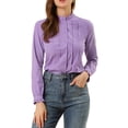 thumbnail image 1 of INSPIRE CHIC Women's Lace Mock Neck Long Sleeve Cotton Button-Down Shirt, 1 of 5