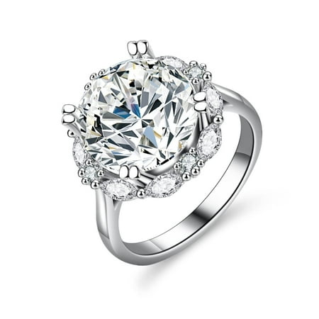 WAHZAUS 5 Carat D Color VVS1 Moissanite Rings for Women, S925 Sterling Silver Round Cut Diamond Rings for Engagement Birthday Wedding band with Certificate