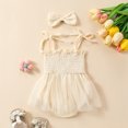thumbnail image 4 of Vividxx Baby Girls Bodysuits With Embroidered Straps And Mesh Dress Romper Soft Elastic Waist For Casual Onesie Summer Fall Onesie Solid Color O-Neck Classic Dailywear, 4 of 8