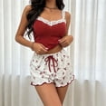 thumbnail image 2 of Bovxnpu Women's Pajamas Set Short Sleeve Crew Neck Top Shorts Pajamas Set Sleepwear Sleepwear, 2 of 7