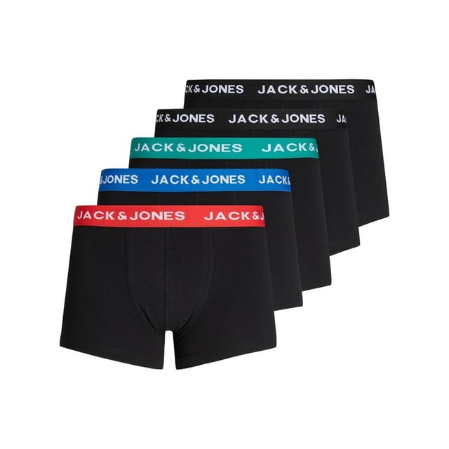 Jack & Jones Calzoncillos para hombre, paquete de 5 - JACHUEY TRUNKS, algodón elástico Rot/Blau/Petrol/Schwarz XL (X-Large)