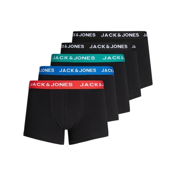 Jack & Jones Calzoncillos para hombre, paquete de 5 - JACHUEY TRUNKS, algodón elástico Rot/Blau/Petrol/Schwarz XL (X-Large)