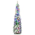 thumbnail image 1 of Costway 5 FT Pre-Lit Slim Christmas Tree Flocked Xmas Decoration 11 Modes 150 LED Lights, 1 of 10