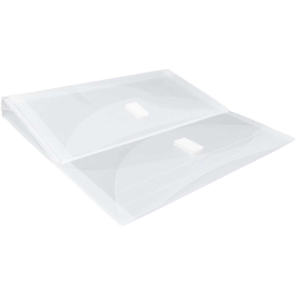 JAM Paper Plastic Multi, Pocket Envelopes, Clear, 12/Pack, Hook & Loop, Letter Booklet, 9.8x11.8