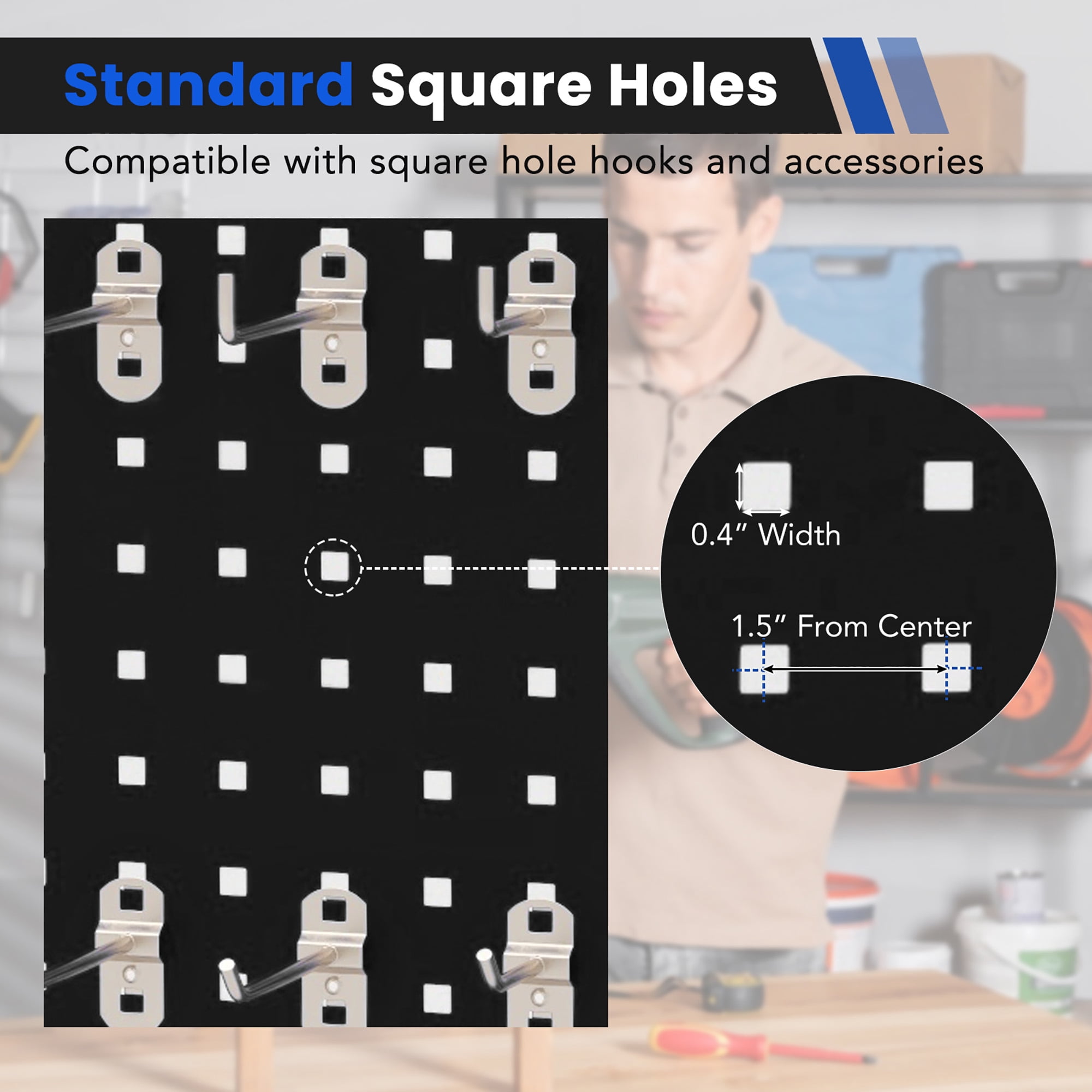 Gymax 3 Pcs Pegboard Wall Organizer w/ 25 Hooks Drill Bit Holder Screwdriver Holder Black