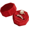 thumbnail image 3 of Caja para anillos de terciopelo, 3 uds., exquisita caja para guardar anillos de boda con 2 ranuras, preciosa caja hexagonal para anillos de boda con tapa desmontable, 3 of 5