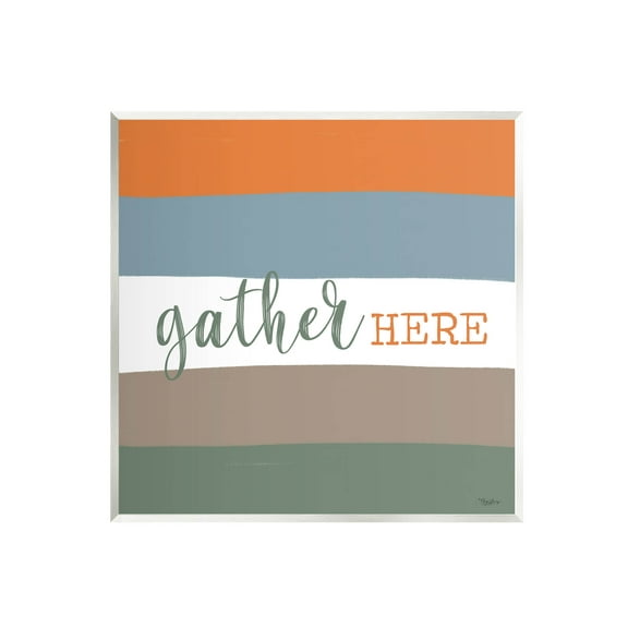 Stupell Industries Gather Here Fall Stripes Graphic Art Unframed Art Print Wall Art, Design by Gigi Louise