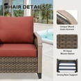thumbnail image 4 of EAGLE PEAK 4 Piece Wicker Outdoor Patio Furniture Set, Patio Set with 2 Patio Chairs, 3 Seat Loveseat Sofa, and Coffee Table, Brown/Red, 4 of 8