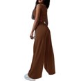 thumbnail image 4 of Levmjia Womens Casual 3 Piece Suit Soft Cotton Long Sleeve Autumn Winter Sports Rib Knit Cardigan Short Vest Wide Leg Pants Comfortable Wear wear Outfits Everyday, 4 of 9