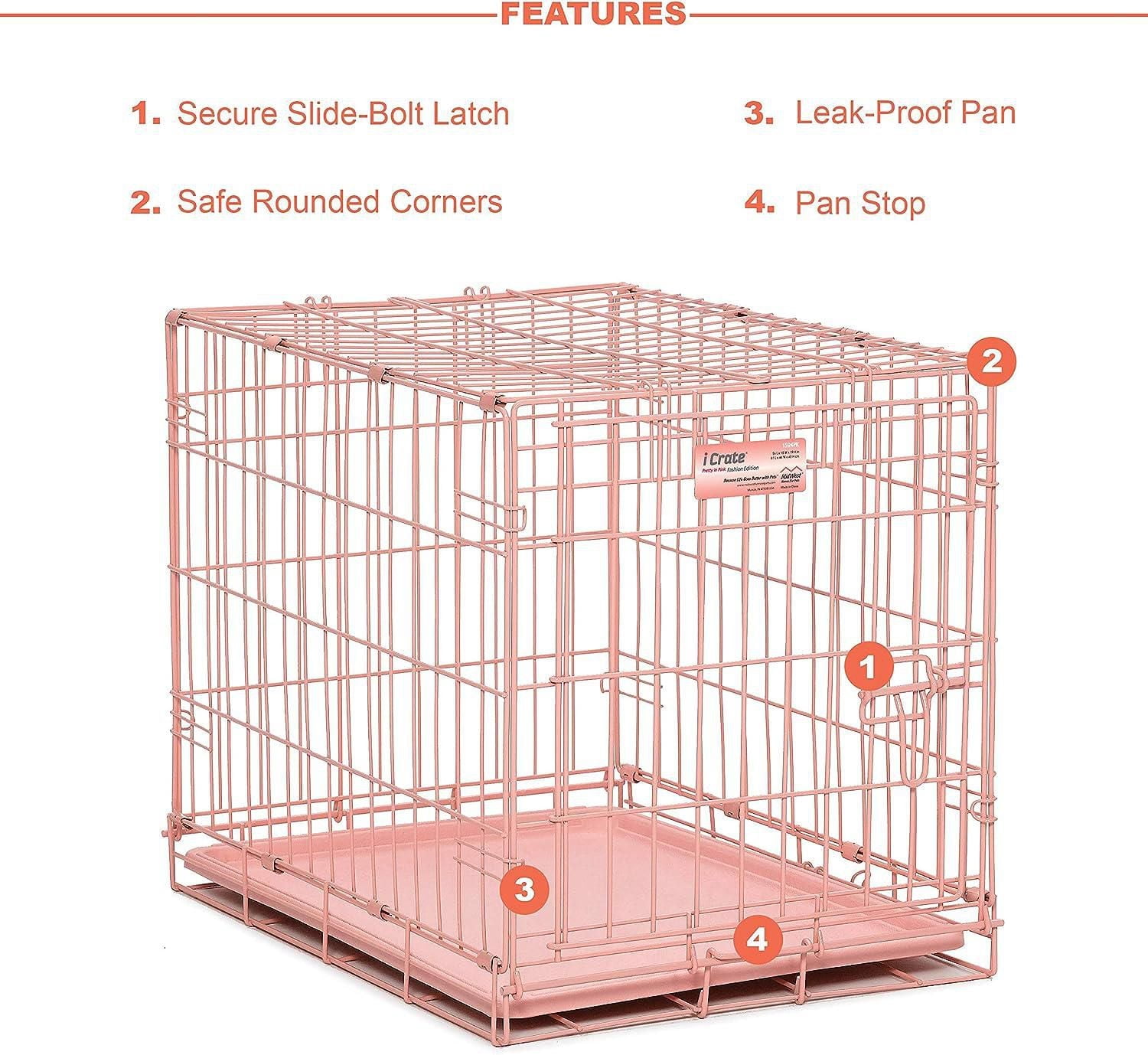 Midwest Icrate 24 Inch Pink Single Door For Dogs
