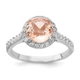 thumbnail image 2 of Auriga Fine Jewelry 925 Sterling Silver Rhodium Plated CZ and Simulated Morganite Ring Size 8 for Women, 2 of 4